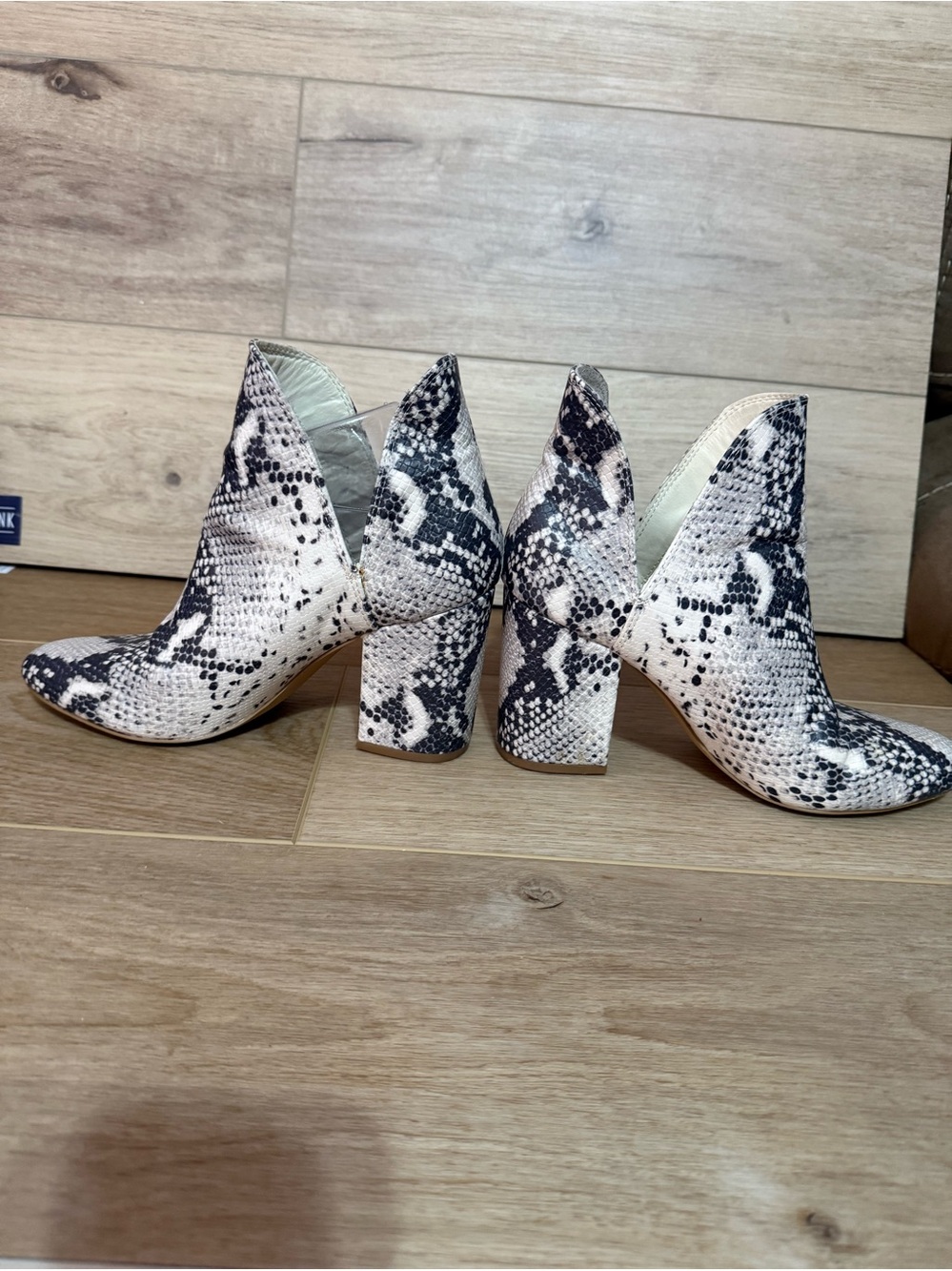 Steve Madden Snakeskin Rookie Block Heel Ankle Boots - White/Black
